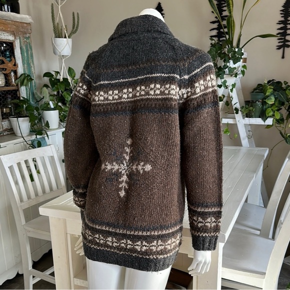 Eddie Bauer Nanaimo Handknit Brown Merino Wool Cozy Cardigan MOHAIR/MERINO - Picture 5 of 15